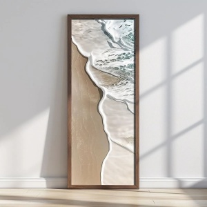 Tablou decorativ Re-Bloom, lemn masiv/MDF, alb/natur, 40 x 120 cm - Img 4
