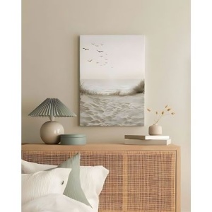 Tablou decorativ Re-Bloom, lemn/panza, alb/gri, 40 x 60 cm - Img 3