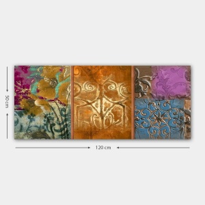 Tablou decorativ Re-Bloom, lemn/panza, multicolor, 50 x 120 cm - Img 2