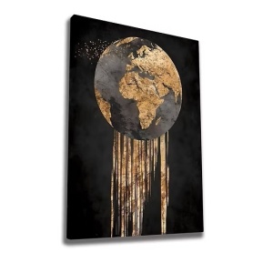 Tablou decorativ Re-Bloom, lemn/panza, negru/auriu, 50 x 70 cm - Img 1