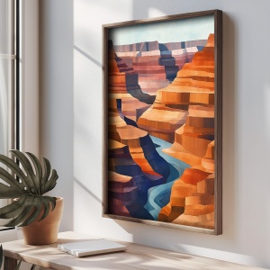 Tablou decorativ Re-Bloom, MDF/lemn masiv, multicolor, 35 x 47 x 2 cm - Img 2