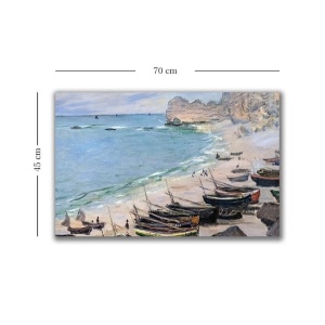 Tablou decorativ Re-Bloom, model Barci la Etretat, panza/lemn, multicolor, 45 x 70 cm - Img 3