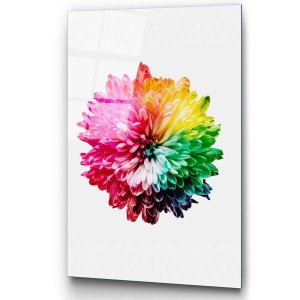 Tablou decorativ Re-Bloom, model floral, sticla temperata, multicolor, 70 x 100 cm - Img 1