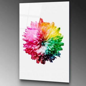 Tablou decorativ Re-Bloom, model floral, sticla temperata, multicolor, 70 x 100 cm - Img 2