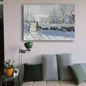 Tablou decorativ Re-Bloom, model peisaj de iarna, panza/lemn, alb, 70 x 100 cm - Img 2