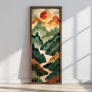 Tablou decorativ Re-Bloom, model peisaj, MDF/lemn masiv, multicolor, 40 x 120 cm
