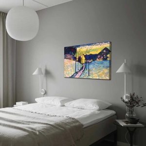 Tablou decorativ Re-Bloom, model peisaj, panza/lemn, multicolor, 70 x 100 cm - Img 3