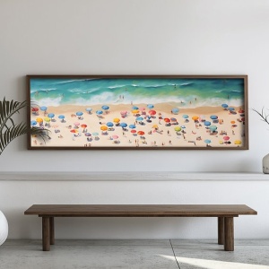 Tablou decorativ Re-Bloom, model plaja, MDF/lemn masiv, multicolor, 40 x 120 x 3,5 cm - Img 4