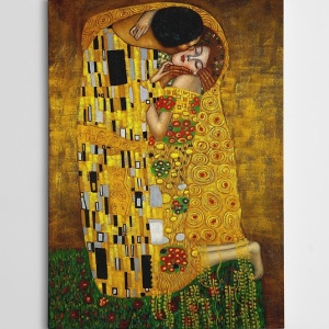 Tablou decorativ Re-Bloom, model Sarutul, panza/lemn, multicolor, 70 x 100 cm