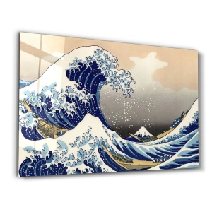 Tablou decorativ Re-Bloom, model val, sticla temperata, multicolor, 46 x 72 cm
