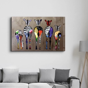 Tablou decorativ Re-Bloom, model zebre, sticla temperata, multicolor, 46 x 72 cm - Img 3