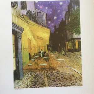 Tablou decorativ Re-Bloom, Van Gogh, lemn/panza, mov/galben, 50 x 70 cm - Img 1