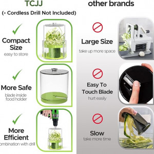 Taietor de legume 3 in 1, TCJJ, plastic ABS, verde/transparent, 13,7 x 10,8 x 10,7 cm