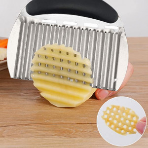 Taietor de legume ondulat Gerhannery, otel inoxidabil/ABS, argintiu/negru, 16,5 x 12 cm - Img 7