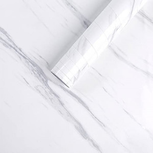 Tapet autoadeziv Hode, PVC, alb/gri, model marmura, 30 cm x 3 m - Img 2