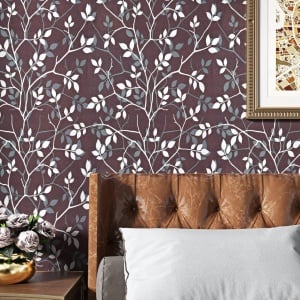 Tapet ReWallpaper, model floral, vinil, alb/gri/negru, 44,5 x 300 cm