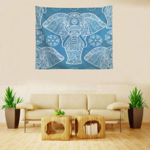 Tapiserie de perete TOKYMOON, textil, albastru/alb, 230 x 150 cm - Img 2