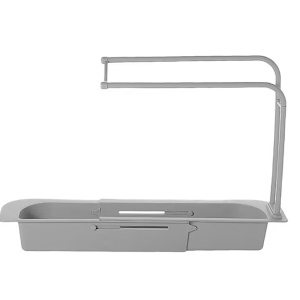 Tava chiuveta cu suport pentru lavete Litthing, polipropilena, gri, 39,3 x 8,3 x 27 cm - Img 1