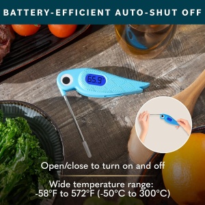 Termometru digital pentru carne Home Hero, citire instanta, otel inoxidabil/plastic, albastru/argintiu, 13 x 2,5 x 2,3 cm - Img 4