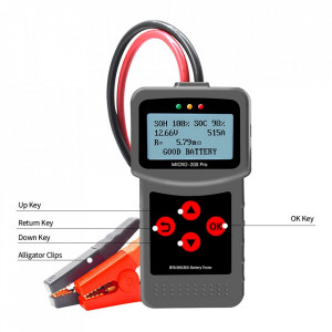 Tester digital pentru baterie auto Iriisy, 40-2000CCA, 3-220AH, ABS, rosu/negru/gri - Img 6