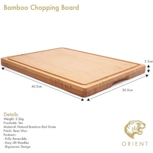 Tocator din Lemn Natural de Bambus, Orient, Canelura pentru scurgerea sucului, 40.5 x 30.5, Resigilat, Grad A - Img 2