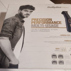 Trimmer fata/corp BaByliss MT728E, 10 in 1, lame din inox si titan, autonomie 60 min, incarcare 8 ore, capete de taiere lavabile, accesorii multiple, negru, Resigilat, Grad A - Img 2