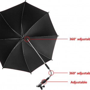 Umbrela pentru carucior STARRY CITY, poliester/otel, negru, 75 cm