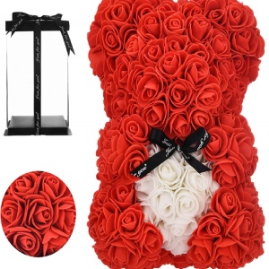 Ursulet de trandafiri RUIWKO, rosu/alb, 25 cm - Img 2