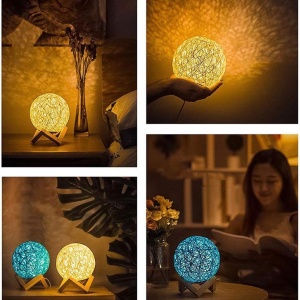 Veioza Rrzshop, LED, lemn/acril, natur/bej, 18 x 15 cm - Img 5