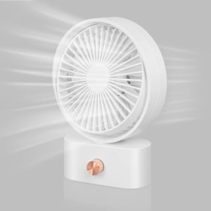 Ventilator de birou cu baterie Ainseala, ABS, alb, 2000 mAh, 3,5 W, 17,1 x 22,8 x 7,2 cm