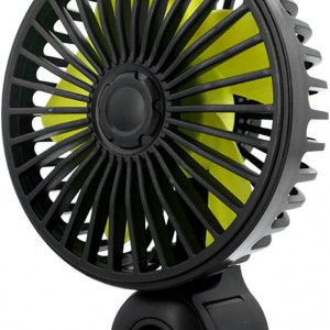 Ventilator pentru tetiera Domybest, 12/24 V, plastic, negru/galben, 11,3 x 10,5 x 10,5 cm - Img 1