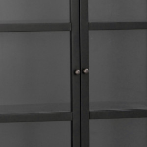 Vitrina cu picioare inalte Marshall, MDF/sticla, negru, 85 x 160 x 36 cm - Img 2