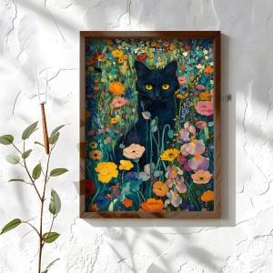 Wallity tablou decorativ model pisica 50x70 cm, MDF, rama lemn, multicolor - Verificat A · Re-Bloom - Img 2