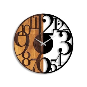Wallxpert ceas de perete decorativ, lemn 100% 3cm/metal, 56x3x56 cm, nuc/negru - Verificat A · Re-Bloom
