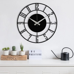 Wallxpert ceas de perete decorativ, metal 100% grosime 1.2mm, 48x48 cm, mecanism AA, negru - Verificat A · Re-Bloom - Img 2