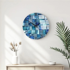 Wallxpert ceas de perete decorativ, sticla 100% grosime 4mm, diametru 40 cm, albastru - Verificat A · Re-Bloom - Img 2
