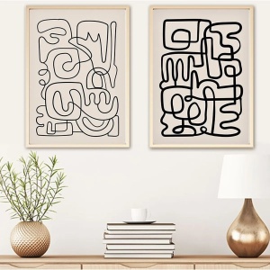Wallxpert set 2 tablouri decorative cu rama, 2x50x70 cm, MDF 3mm, cadru lemn masiv 2.5 cm, multicolor - Verificat A · Re-Bloom - Img 3