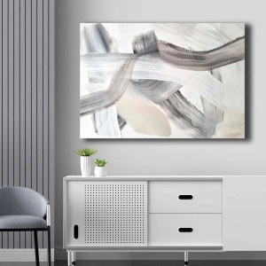 Wallxpert tablou decorativ canvas, 70x100 cm, panza 100% grosime 2.8mm, rama lemn pin 100% grosime 22mm, bej/alb/negru - Verificat A · Re-Bloom - Img 2