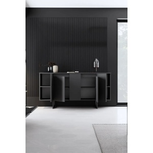 Woody Fashion consola, PAL melaminat 18mm + picioare metalice, 160x35x80 cm, antracit - Verificat A · Re-Bloom - Img 3