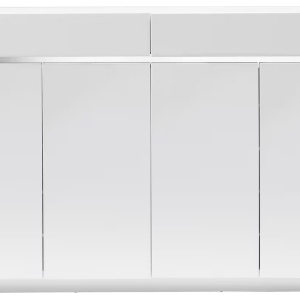 Xora pantofar 160.3x104.5x34.5 cm, 40-45 perechi, 4 usi batante, 2 sertare, 8 polite fixe 25mm, MDF lucios, alb/inox - Verificat A · Re-Bloom - Img 4