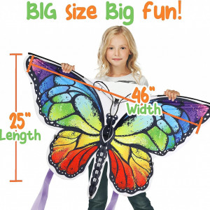 Zmeu in forma de fluture pentru copii ZaxiDeel, textil, multicolor, 80 x 116 cm - Img 8
