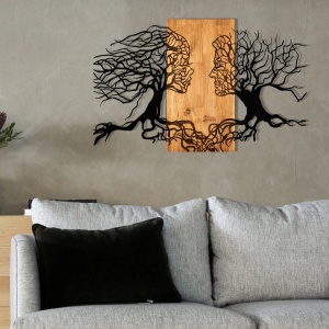 Accesoriu decorativ perete Tutku, lemn si metal, 92x58cm, Negru/Maro - Verificat A · Re-Bloom - Img 6