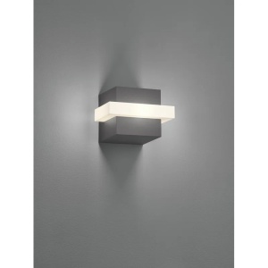 Aplica de perete pentru exterior Hanzhe, LED, aluminiu/acril, gri antracit/alb, 10 x 14 cm