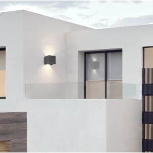 Aplica de perete pentru exterior Hoban, LED, metal, negru, 10 x 10 x 10 cm