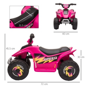 ATV electric pentru copii, PP/metal, 72x40x45.5 cm, baterie 6V 4.5Ah, viteza 2.8-4.6km/h, roti Φ19.5cm, capacitate 20kg, certificat EN71/EN62115, varsta 18-36 luni, design off-road, roz - Verificat A · Re-Bloom - Img 3