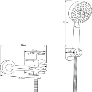 Baterie cu dus Fyheast, otel inoxidabil, argintiu/albastru, 150 cm