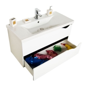 Baza si lavoar baie GN0971 - 80 cm, suspendat, alb - Img 3
