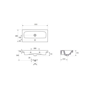 Baza si lavoar CS9741 suspendat, sertare, gri, 80x44.7x62 cm - Img 4