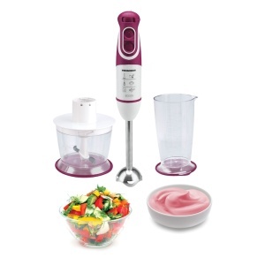 Blender de mana Heinner Charm HB-600BG Putere 600W, 5 viteze, Functie Turbo, Tel, Tocator, Alb/Visiniu - Img 3