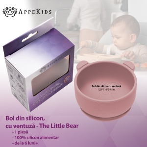 Bol din silicon cu ventuza, AppeKids, The Little Bear - Old Rose - Img 2